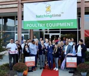Crowd standing at Delaware SBDC client Hatching Time's grand opening